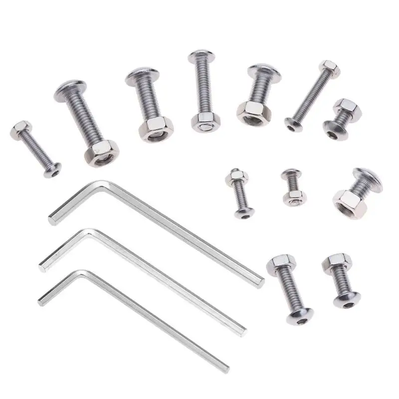 

500pcs Stainless Steel Hex Socket Head Bolts Screws Nuts Kit +3 Wrenches Screw Assortments