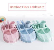Best Price GZZT  Bamboo Fiber Tableware Set Lovely Gifts Creative Bowl Baby Plates Car Shape Cute Children Food Bowl With Cup Spoon Fork