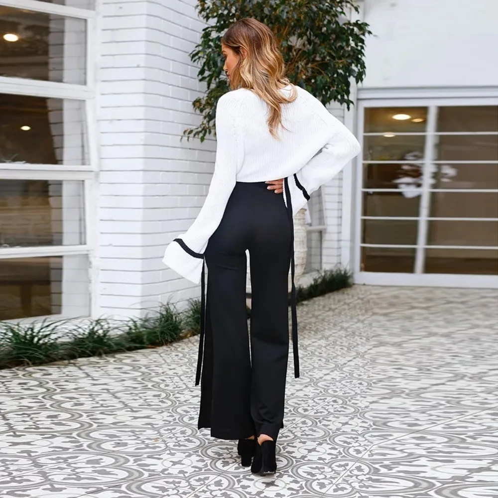HYH HAOYIHUI Fashion Simplicity New Arrival Streetwear White Contrast Knitted Long Sleeve Sweater HYH HAOYIHUI Fashion Simplicity New Arrival Streetwear White Contrast Knitted Long Sleeve Sweater