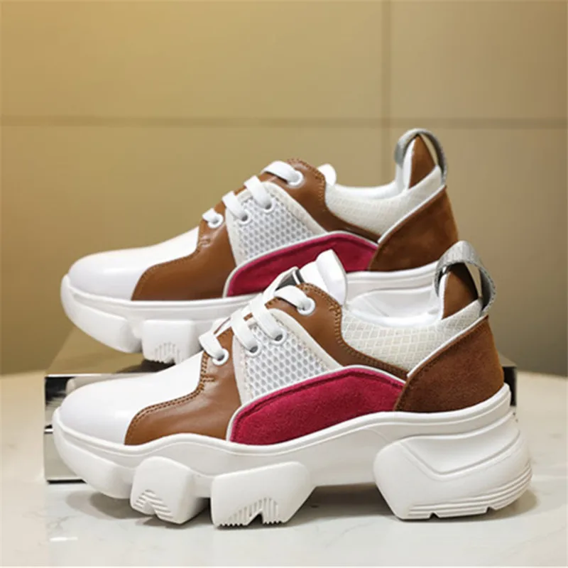 As Mesh Lauf Weiche Schuhe Pic as Casual Patchwork Pic Sport Lace Frau Turnschuhe Gericht Up Flache Boden 19ss Atmungsaktive Leder Dicken 45gqT