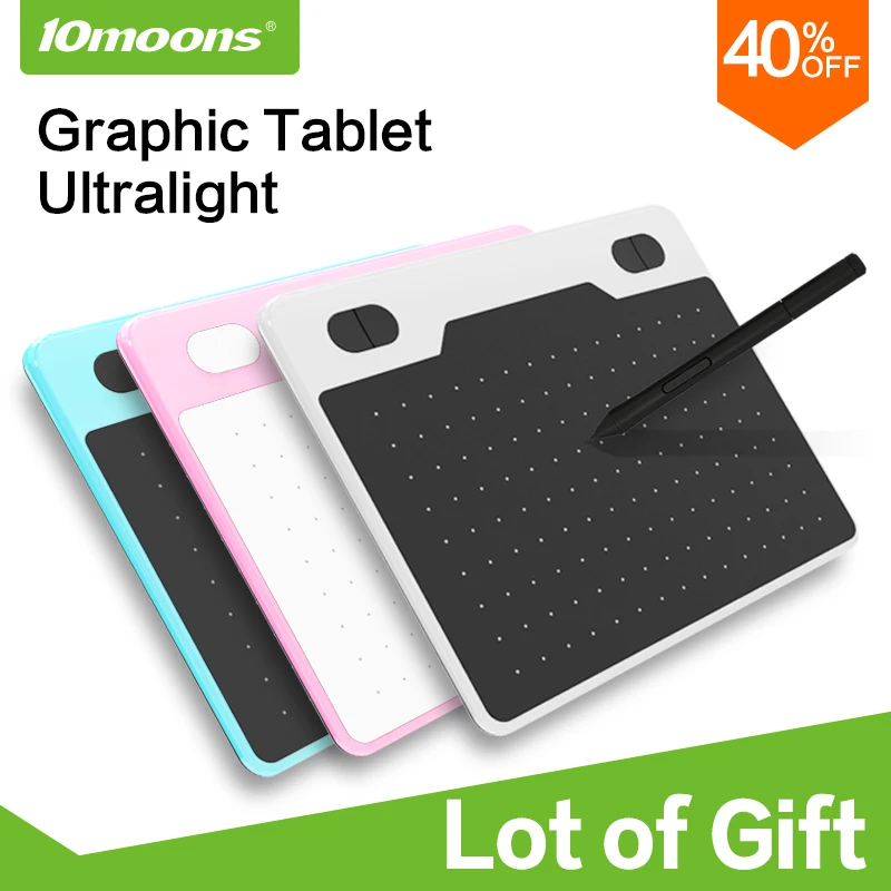 10moons 6 Polegada tablet gráfico ultralight, 8192 níveis de desenho digital, tablet, bateria-livre caneta, compatível com dispositivo android