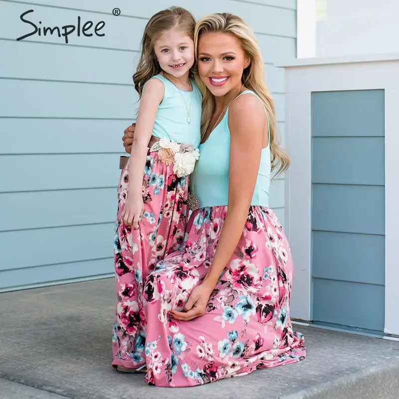 Simplee Plus size family matching outfits dress Elegant spaghetti stap ...