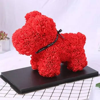 

Valentines Gift 38cm Romantic Artificial Rose Dog for Wedding Girlfriend Anniversary Gift Creative DIY Present