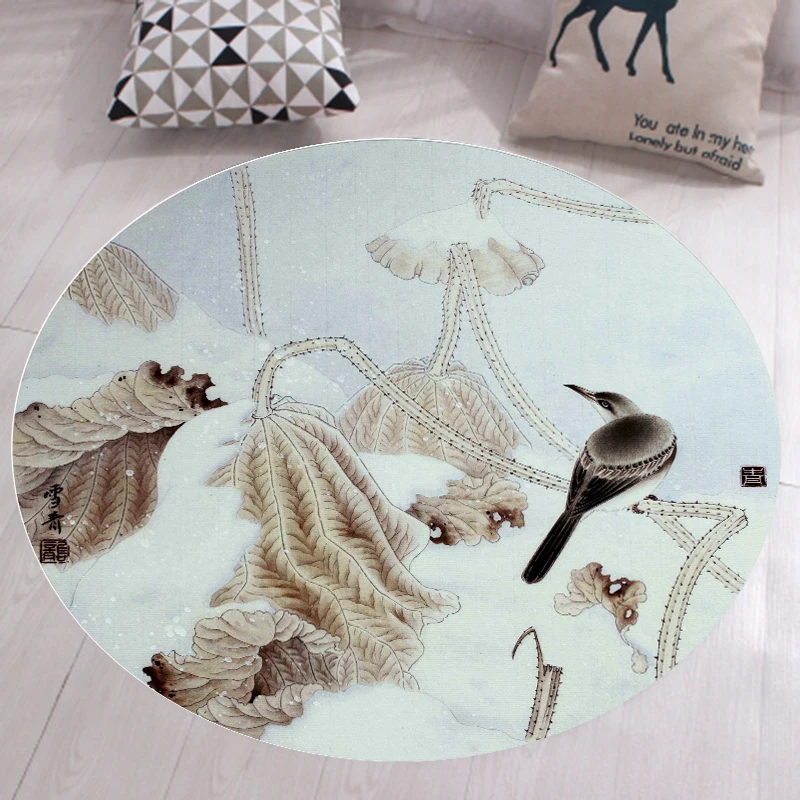 

3D Elk Round Rug Living Room Carpet Bedroom Baskets Cloth Cloakroom Bedroom Study Computer Piano Mat Chair Cushion Pad