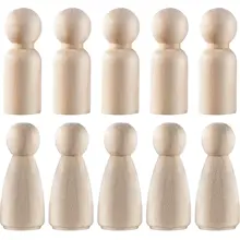 10 штук 65 мм необработанные деревянные колышки для кукол деревянные крошечные куклы тела украшения людей, цвет дерева