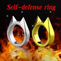 Trendy Cat Ear Self Defence Finger Ring Pendant Keychain Multifunction Outdoor Survival Tool EDC Tactical - Self Defence Weapon