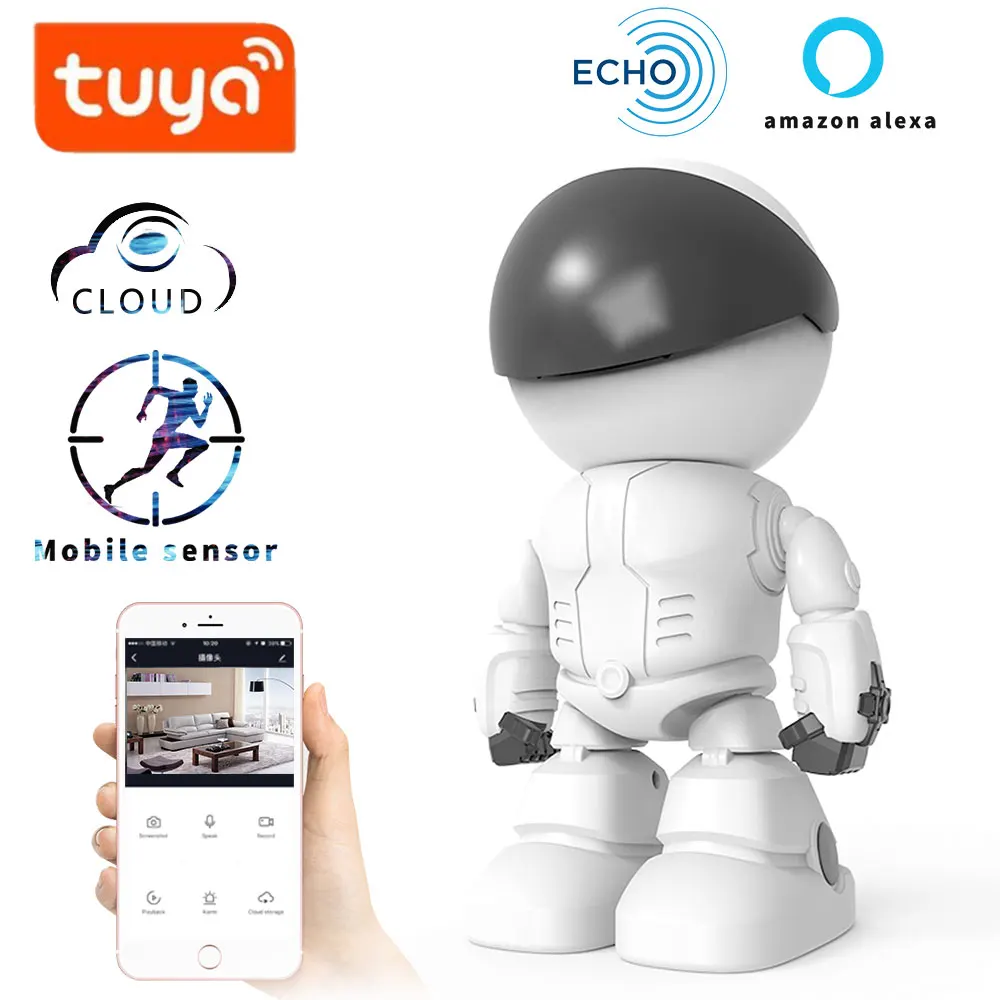 TUYA alexa echo baby monitor wifi 2 способа аудио робот камера 1080 P HD Сеть IP ночного видения Обнаружение движения умная камера ПЭТ