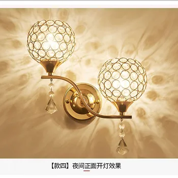 

Simple Gold Double Crystal Wall Lamp Aisle Lights Bedroom Bed Lighting Modern Led Living Room Background Wall Lamps