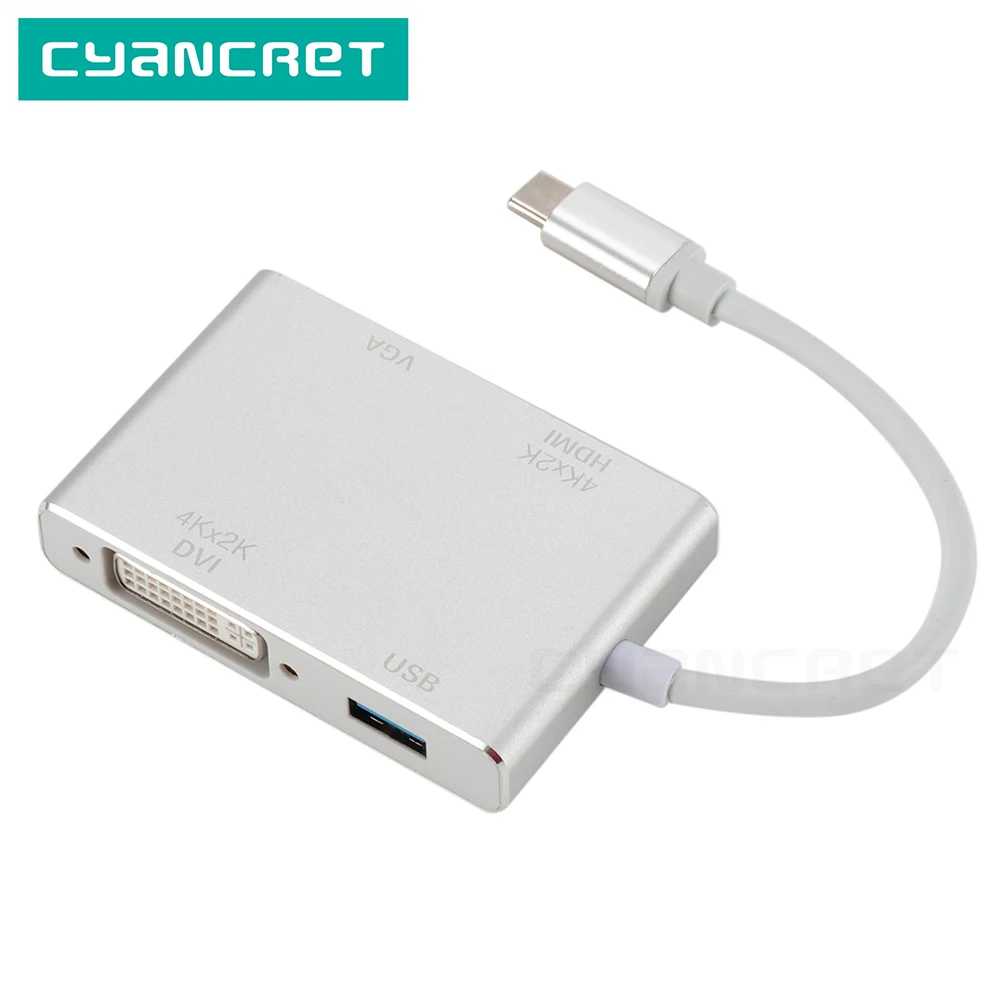 

Type C Adapter USB C to HDMI VGA DVI USB 3.0 HUB Docking station Converter Support 4K 1080P for Macbook Google Chromebook Pixel