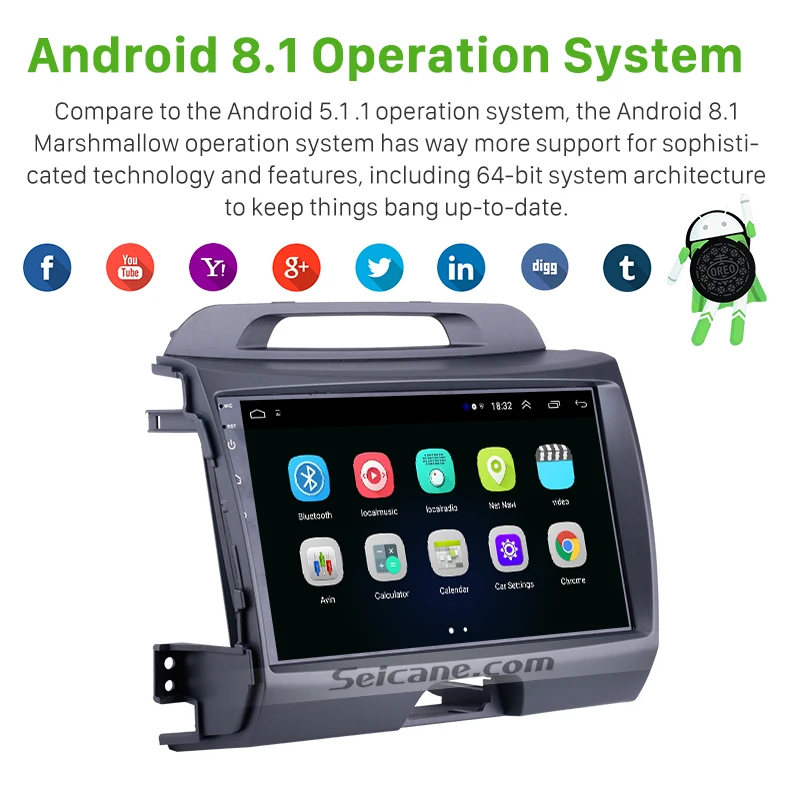  Seicane Android 8.1 9 inch Wifi Head Unit Radio Audio GPS Multimedia Player For 2010 2011 2012 2013