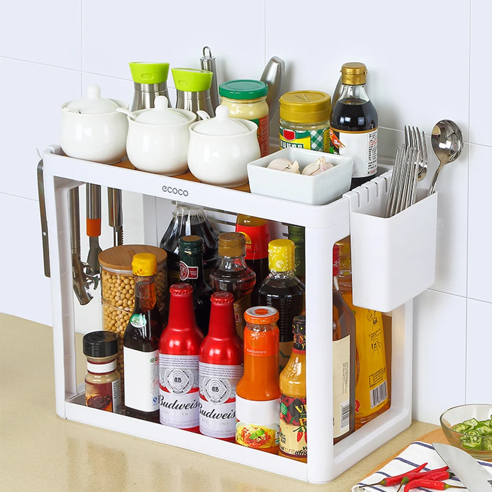 

ECOCO Kitchen Storage Rack Kitchen Storage Tool Hanging Hooks Chopsticks Cutting Board Holder Spice Rack Kitchen Organizing Tool
