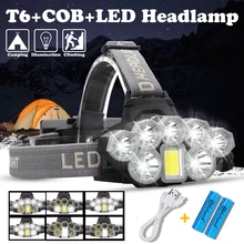 USB Rechargeable Headlight 80000lm Headlamp 2T6+5Q5+1COB LED Head Lamp Flashlight Torch Head Light Lantern 18650 Battery : image USB Rechargeable Headlight 80000lm Headlamp 2T6+5Q5+1COB LED Head Lamp Flashlight Torch Head Light Lantern 18650 Battery
