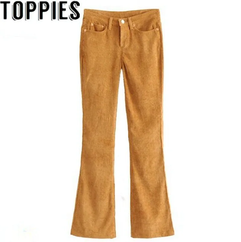 

2019 Autumn And Winter High Waist Flare Trousers Retro Vintage Corduroy Long Trousers