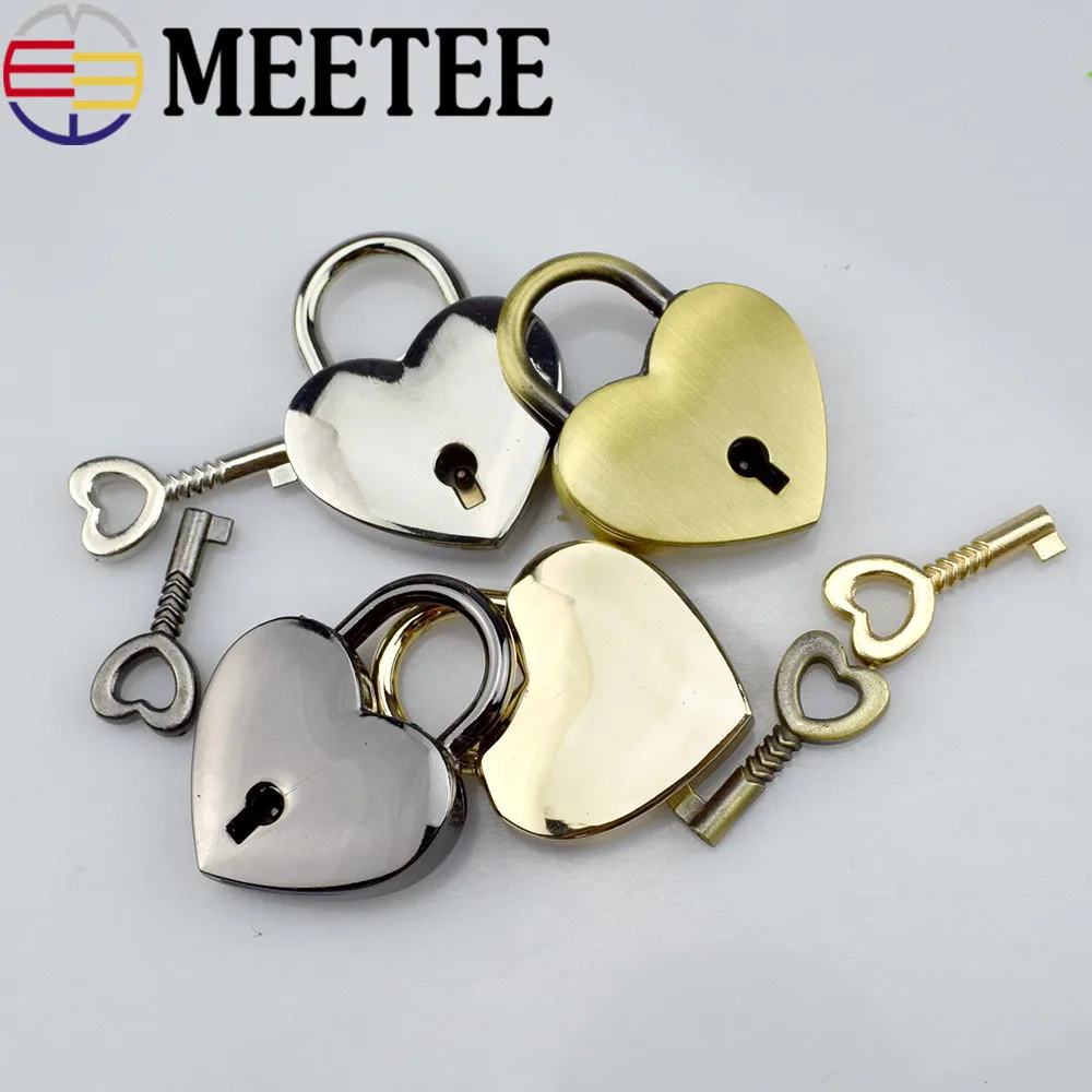 

2Pcs Meetee Heart Shape Buckle Metal Clasp Turn Lock Twist Lock with Key DIY Women Handbag Bag Purse Part Gifts Accessories G9-1