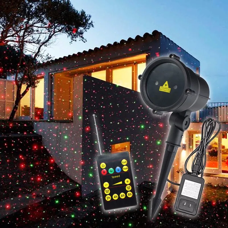 

US Plug Laser Light R&G Remote LED Outdoor Projector Landscape Light for Garden Home Party Decoration Waterproof