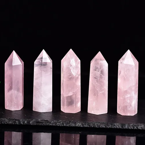 

4-10cm 100% Natural Rock Pink Rose Quartz Crystal Stone Point Healing Crystal Stone Decoration Crafts natural stone decorationD2