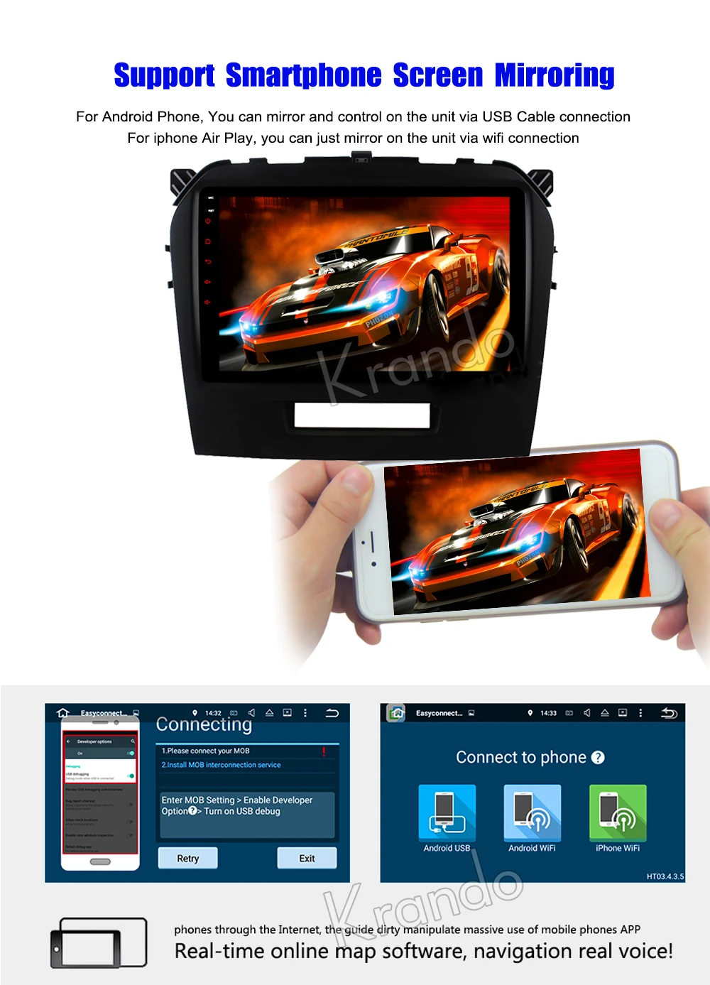 Perfect Krando Android 8.1 9" IPS Big Screen Full touch car Multimedia system for Suzuki Viatra 2015 navigation radio player gps BT wifi 4