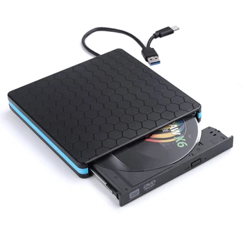 

CYDZ External CD DVD Drive Player to USB 3.0 Type-C Portable Slim DVD/CD Rom RW Rewriter/Writer/Reader