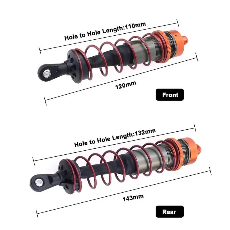 Новинка, масляный регулируемый амортизатор 120 мм, 143 мм, алюминиевый сплав, амортизатор для радиоуправляемого автомобиля 1/8, запчасти для грузовиков, Радиоуправляемый амортизатор для внедорожников