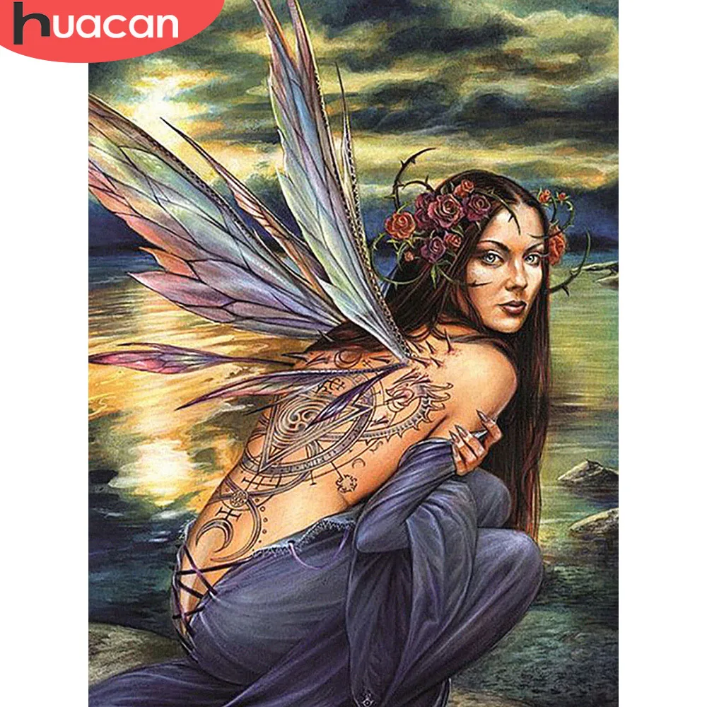 

HUACAN Diamond Painting Fairy Diamond Mosaic Full Layout Girls Diamond Embroidery Nature Picture Of Rhinestones Home Decoration