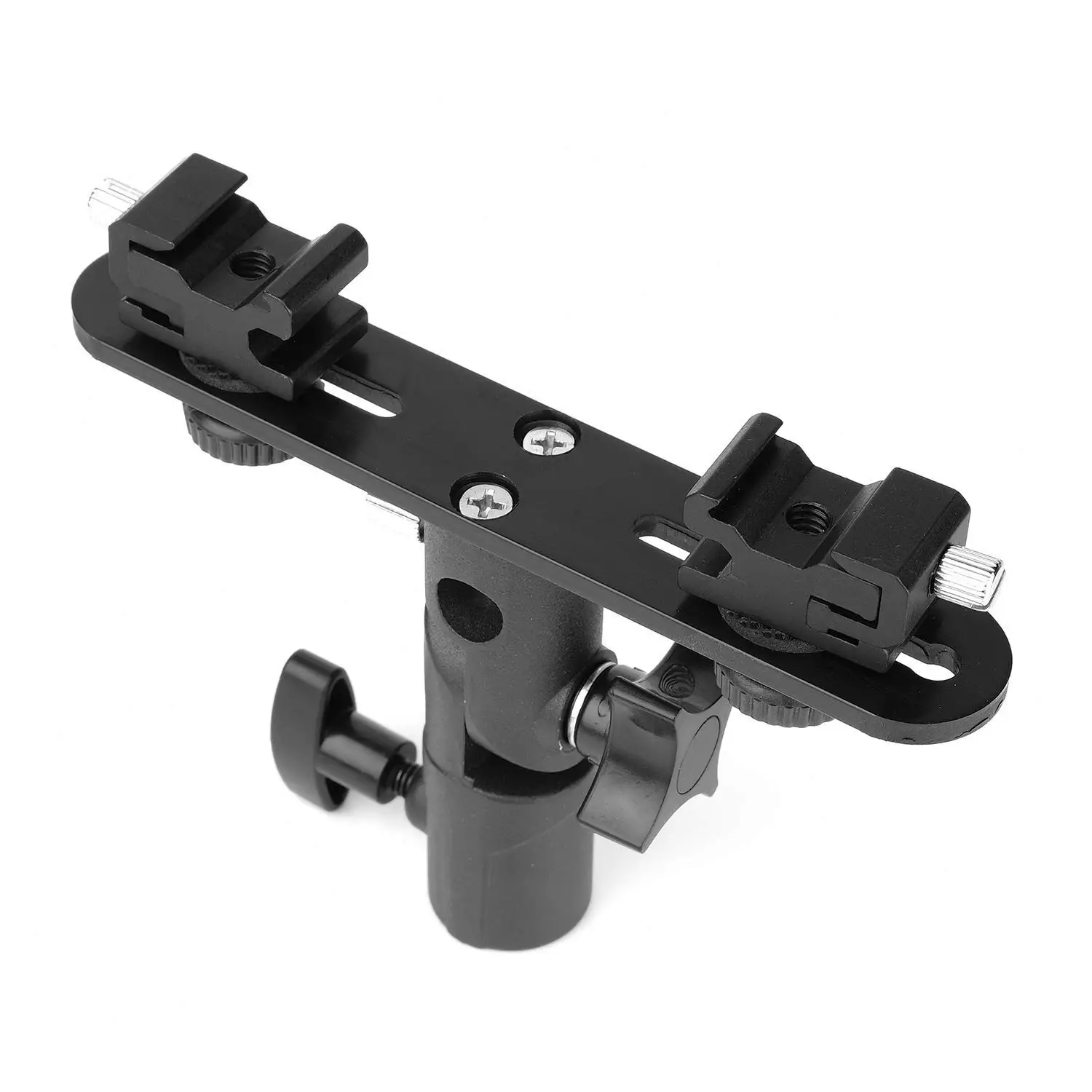 

Dual Flash Bracket Hot Shoe Speedlight Stand Umbrella Holder Light Stand Bracket Mount 1/4 inch To 3/8 inch Compatible With St
