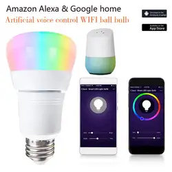 7 Вт wifi-патрон, умный свет лампы E27 E14 B22 Диммируемый RGBWW синхронизации светодиодный светильник, совместимый с Alexa и Google Assistant