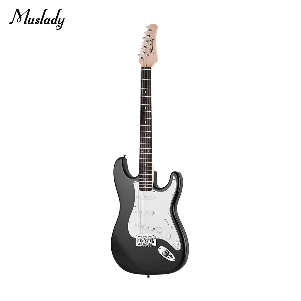 

Muslady Electric Guitar Solid Wood Paulownia Body Maple Neck 21 Frets 6 String with Speaker Pitch Pipe Guitar Bag Strap Picks