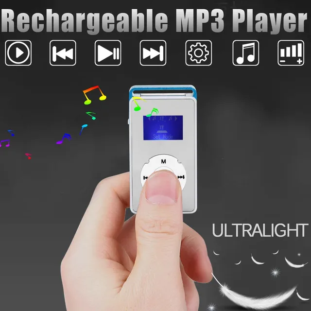 Best Value LCD Screen Music Player USB Portable Mini MP3 Rechargeable Support TF Card Audio Clip-on  USB 2.0/1.1 Colors Portable Video