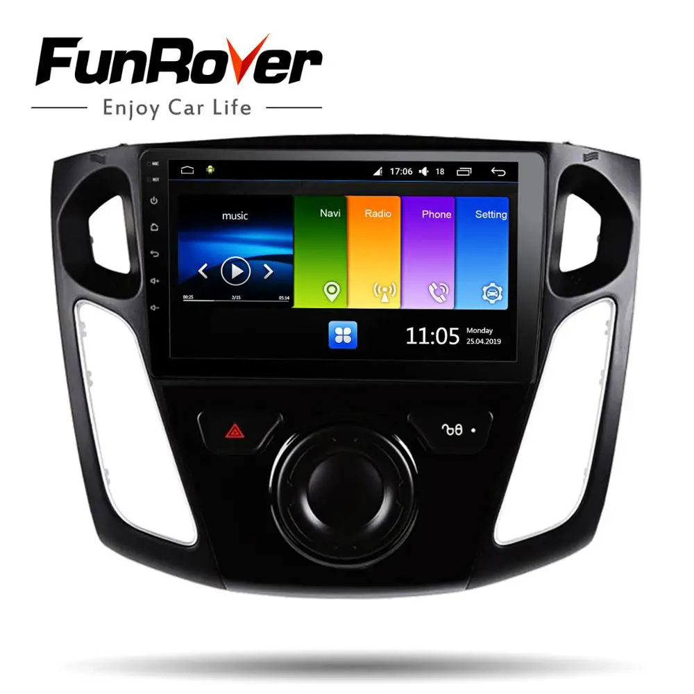 Flash Deal FUNROVER android 9.0 2.5D+IPS 2din car radio multimedia player ForFord Focus 2012-2015 car dvd gps navigation navi stereo DSP BT 3