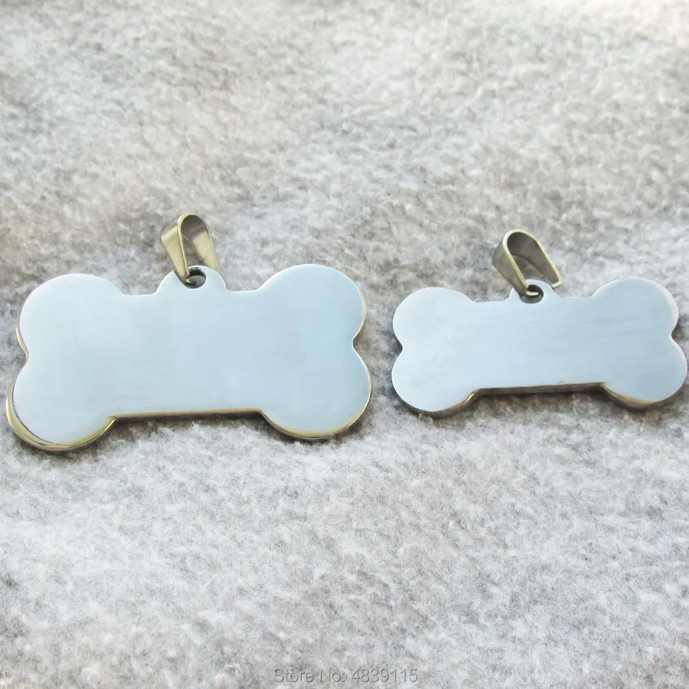 100 шт./лот из нержавеющей стали, в форме костей формы ПЭТ значок для собаки с зеркальной полировкой поверхности