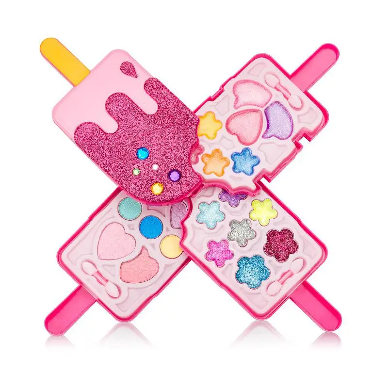 

RCtown Princess Girls Popsicle Shape Simulate Makeup Toy Set Lip Gloss Flash Powder Makeup Brush Dressing Box Set Children gift
