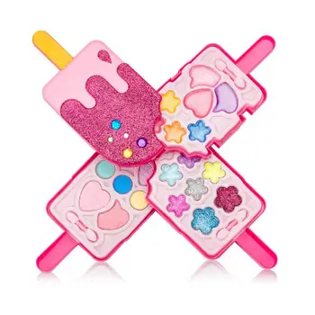 

RCtown Princess Girls Popsicle Shape Simulate Makeup Toy Set Lip Gloss Flash Powder Makeup Brush Dressing Box Set Children gift