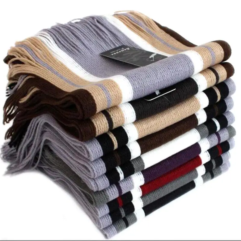 180 см зимний теплый полосатый мужской шарф мягкий Повседневный шаль wrap вязаный