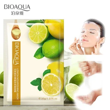 

BIOAQUA Natural Lemon Essence Facial Mask Anti Wrinkle Whitening Brighten Face Sheet Mask Plant Moisturizing Smoothing Skin Care
