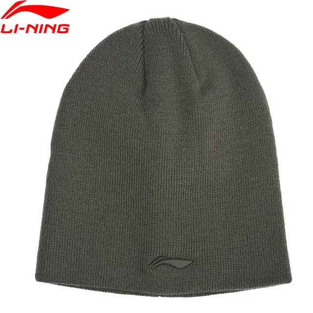 Li-Ning унисекс тренд вязаная шапка 100% акрил 21 см теплая подкладка зимние спортивные шапки AMZN044 PMM320