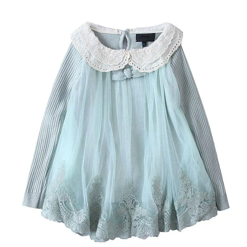 children sweater girls Knitted Sweater Dress Pullovers Sweaters With Lace Shrugs Dresses Crochet Long Girls sweater Kids -30
