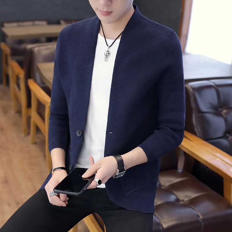 2019 spring new Sweater dress men Male Button Cardigan Loose Coat Teenagers Thin Section Knitting Shirt Clothes Promotion