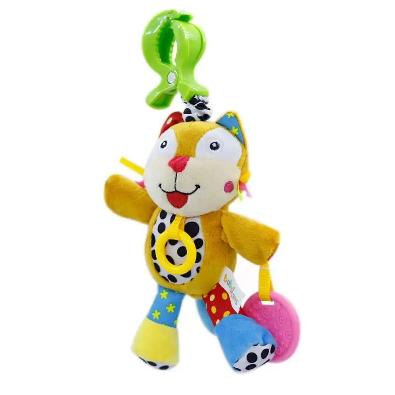 

Toddler Baby Multicolor Cute Musical Plush Animal Ring Rattle Surface Cleaning, Hang Dry Unisex Toy 0-3Years