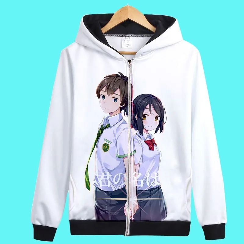 

Men Women Hoodie for Anime Kimi no na wa Your Name Coat Unisex Zipper Hoodies Sweatshirts Costumes