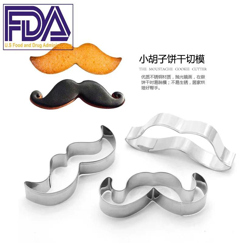 

stainless steel biscuit moulds moustaches Cookie mold creative biscuit cutting dies and baking tool