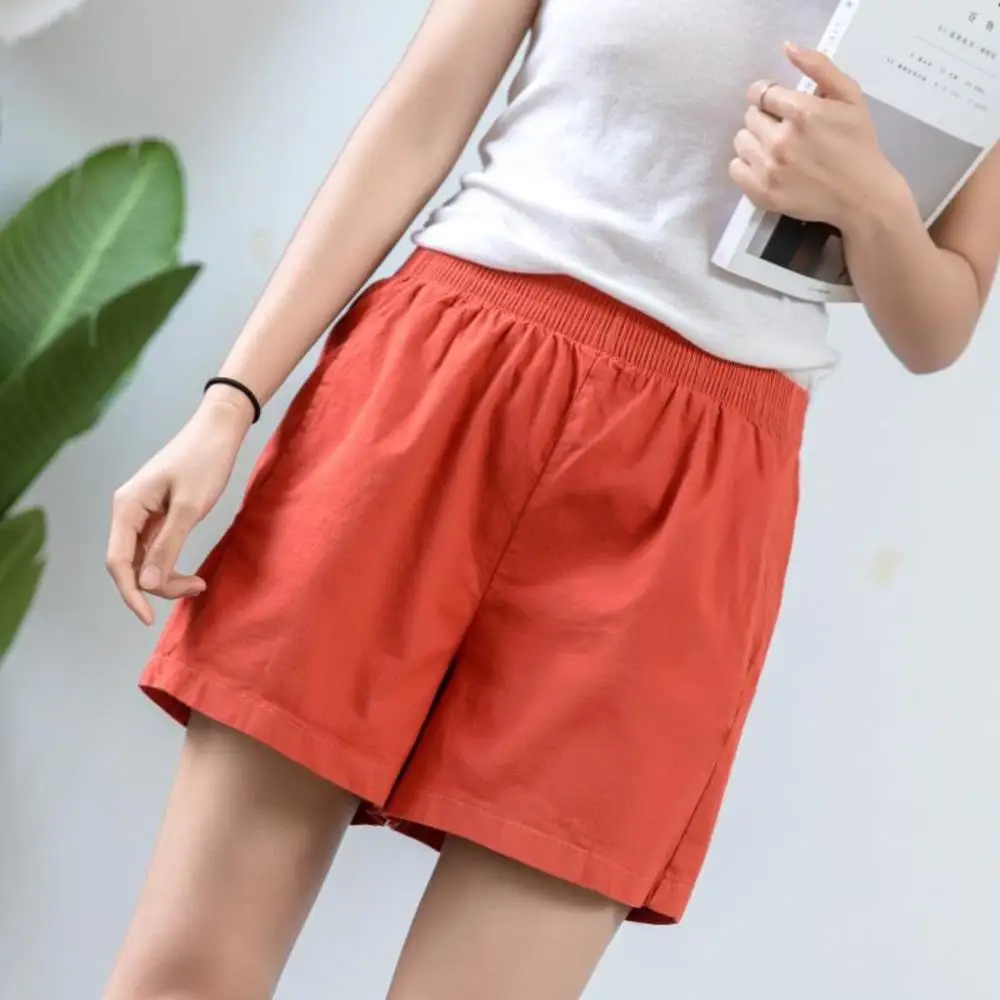 

2019 Summer Shorts Women Elastic Waist Short Female All-match Loose Solid Cotton Linen Casual Short Femme