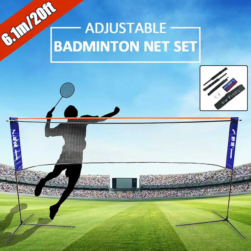 Portable Outdoor Foldable Badminton Tennis Volleyball Net Stand Set Beach Sport