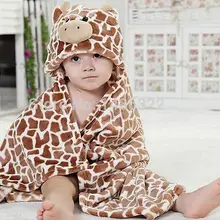 Мягкий банный Халат с капюшоном и изображением жирафа и медведя, банное полотенце для новорожденного