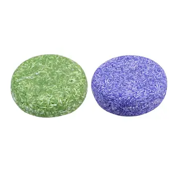 

2PCS Round Bath Bar Soap Shampoo Bar Soap Hair Growth Soap Bar for Hair Loss Cleaning (Mint Green + Lavendar Purple)