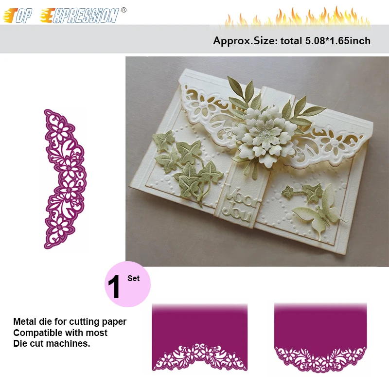 

New Lace Edge Scrapbooking Metal Cutting Dies Flower Border Craft Dies Cut Embossing Stencil For Decorative DIY Cards