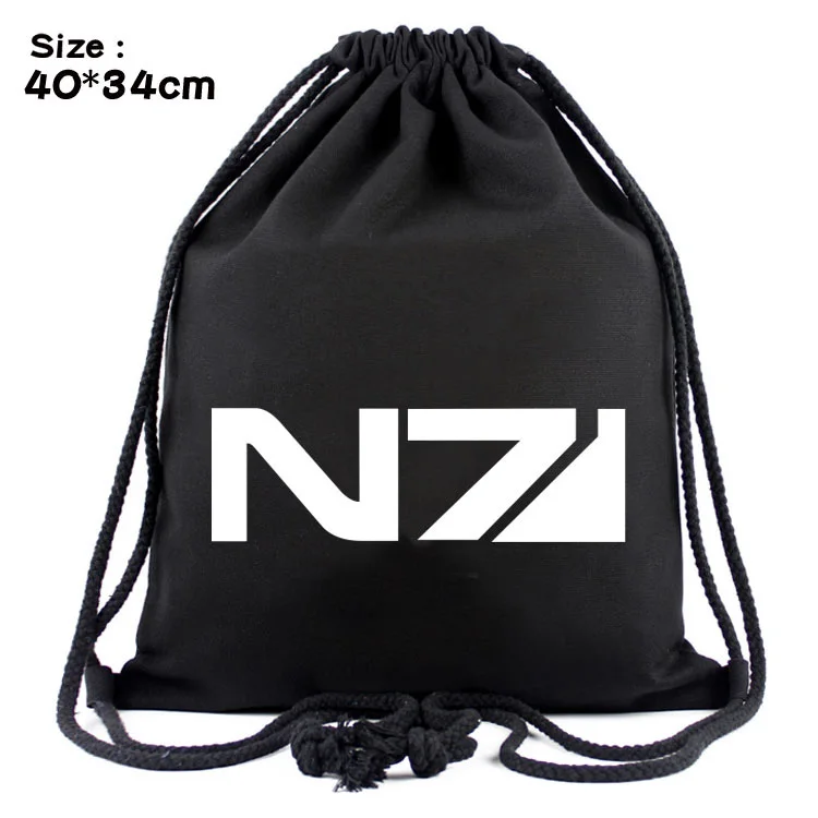 

Game MASS EFFECT N7 Drawstring Bag Canvas Backpack Travel Bags Draw string bag Beach Bag casual Shoes Pouch Cosplay Gift