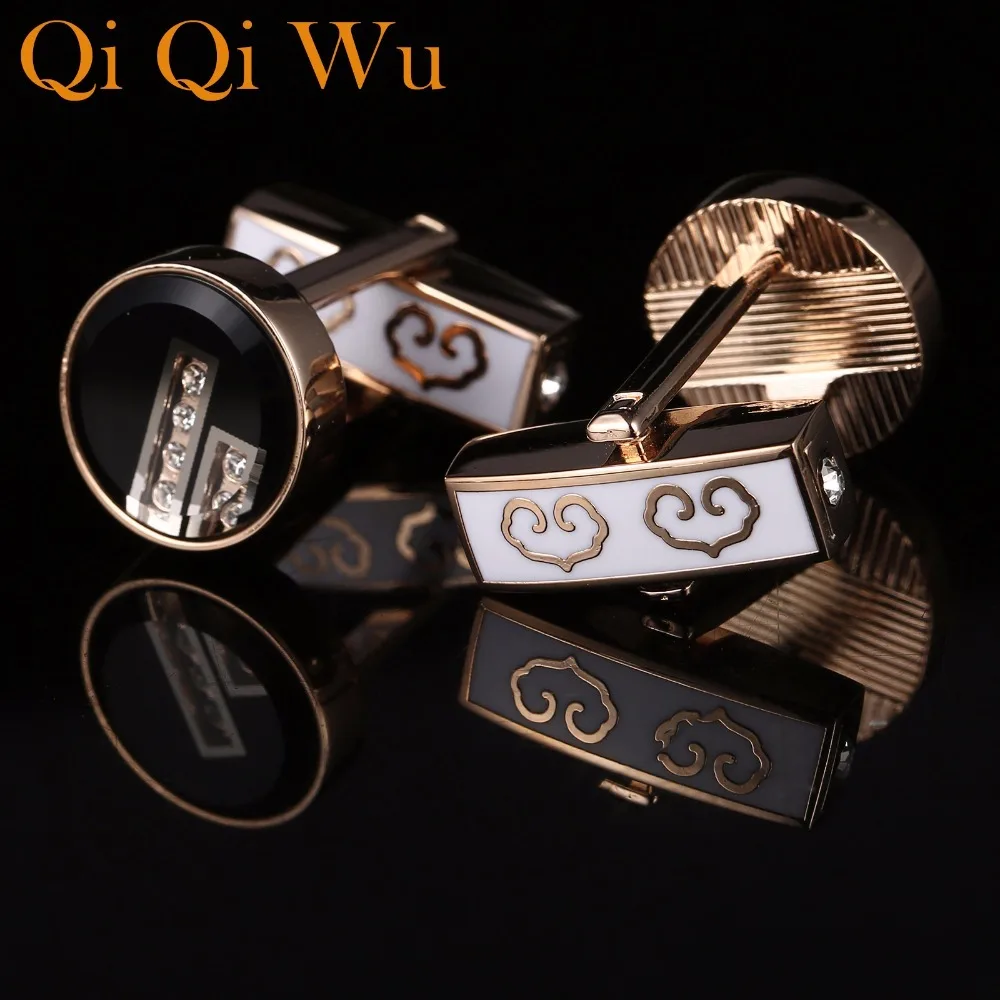 

2018 French Jewelry shirt cufflinks for mens Gift Multidimensional cuff buttons Crystal cufflink gold High Quality Free Shipping