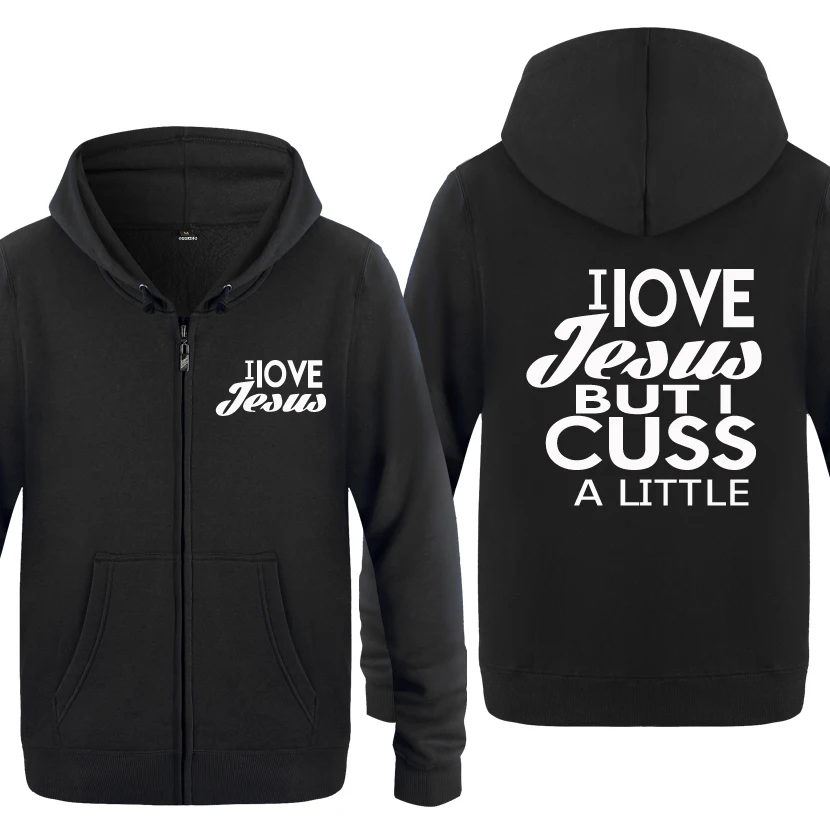cheap I Love Jesus Religous Creative Novelty Sweatshirts Men 2018 Mens Zipper Hooded Fleece Hoodies Cardigans