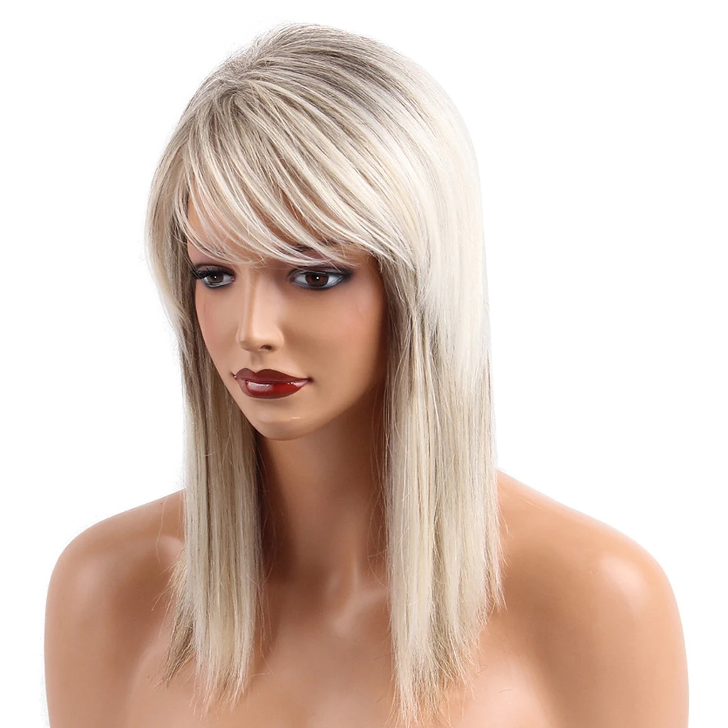 Chic Long Wigs for Women Human Hair & Bangs Fluffy Layered Wig Silver Gary Heat Resistant Female Hair Natural Straight Chic Long Wigs for Women Human Hair & Bangs Fluffy Layered Wig Silver Gary Heat Resistant Female Hair Natural Straight
