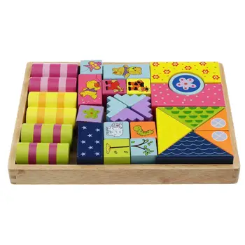 

Colorful Wooden Building Blocks Stacking Game Imagination Hand-eye Coordination Educational Toys for Toddler Children Kids